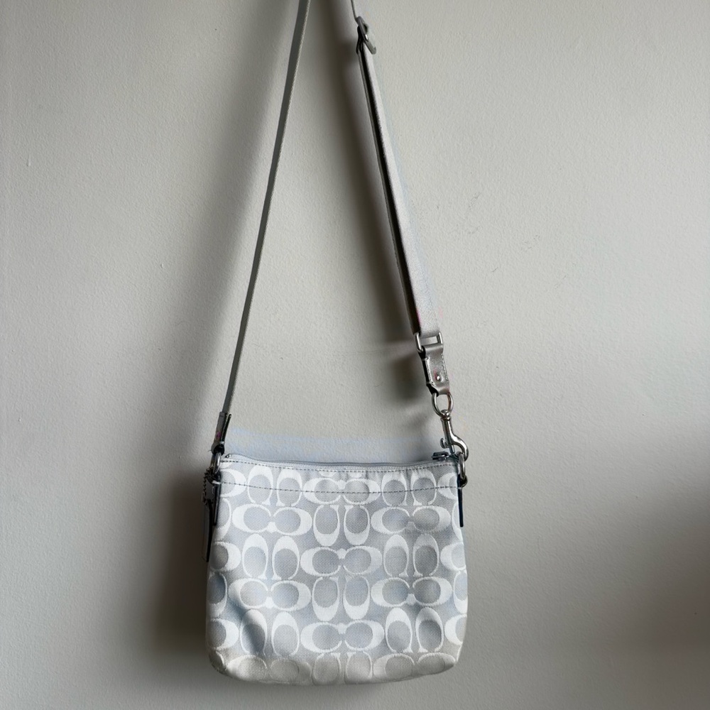 Coach Signature Mini Crossbody Bag (Silver/White Monogram) - Picture 3 of 7